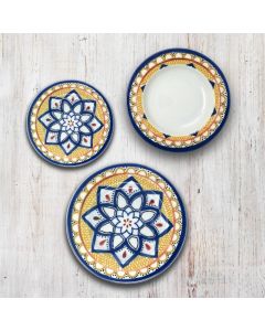 Piatto principale/da portata con bordo bianco e blu 12', grande piatto da  tavola in ceramica, piatto centrotavola in gres, arte moderna di Manya -   Italia