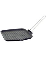 Piatto Servire In Ghisa Gourmet Con Vassoio Legno - 29x29cm - Per Carne E Pesce - Mantiene Caldo A Lungo