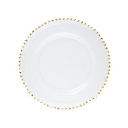 LE COQ Helios Piatto pane in vetro con perle color oro cm 15,5 - Confezione da 6 pezzi