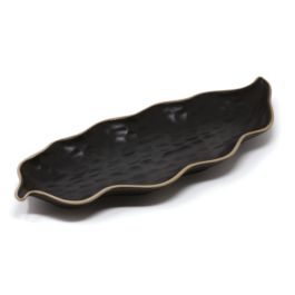 LE COQ Kypseli Vassoio Foglia Stretto nero matt 34,5x13 cm - Confezione 12 pezzi