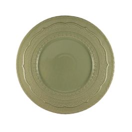 LE COQ Skalistos Piatto Segnaposto verde salvia con decoro in rilievo 33 cm - Confezione 4 pezzi
